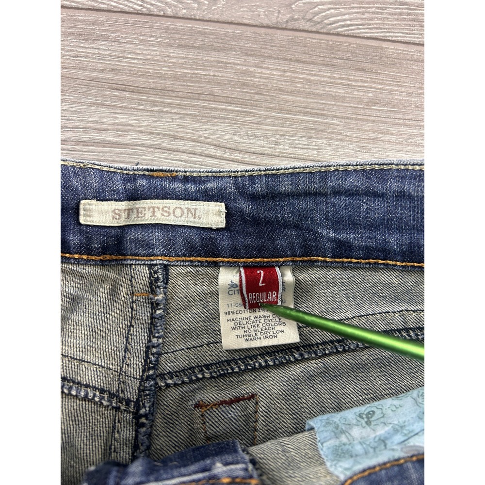 Stetson No 214 City Trouser Jeans Womens 29x31.5 Blue Denim Wide Leg Western - Picture 9 of 10